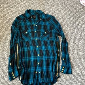 True Religion flannel with zippers